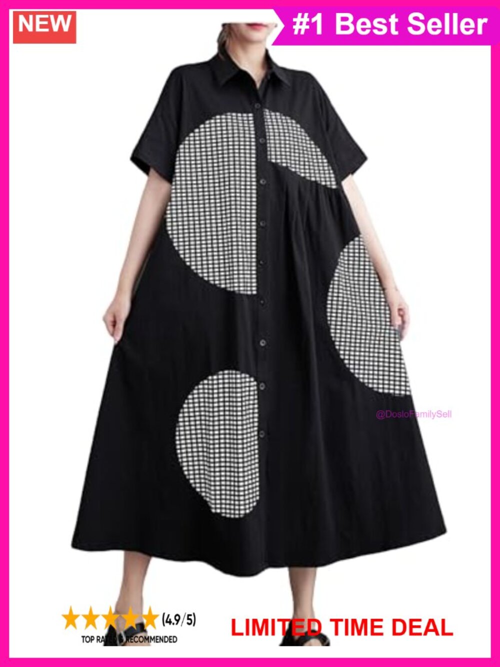 Women's Cotton Blend Button Down Shirt Dress Short Sleeve Casual